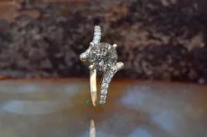 Pave Engagement Ring, Twisted Engagement Ring, Art Deco Diamond Jewelry, Alternative Engagement Ring, Pave Art Deco Ring, Twist Ring Diamond