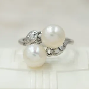 Pearl Duet Bypass Ring c1950