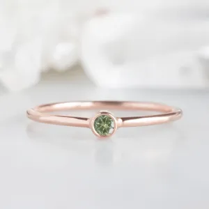 Peridot Birthstone Stacking Ring | 10K Rose Gold