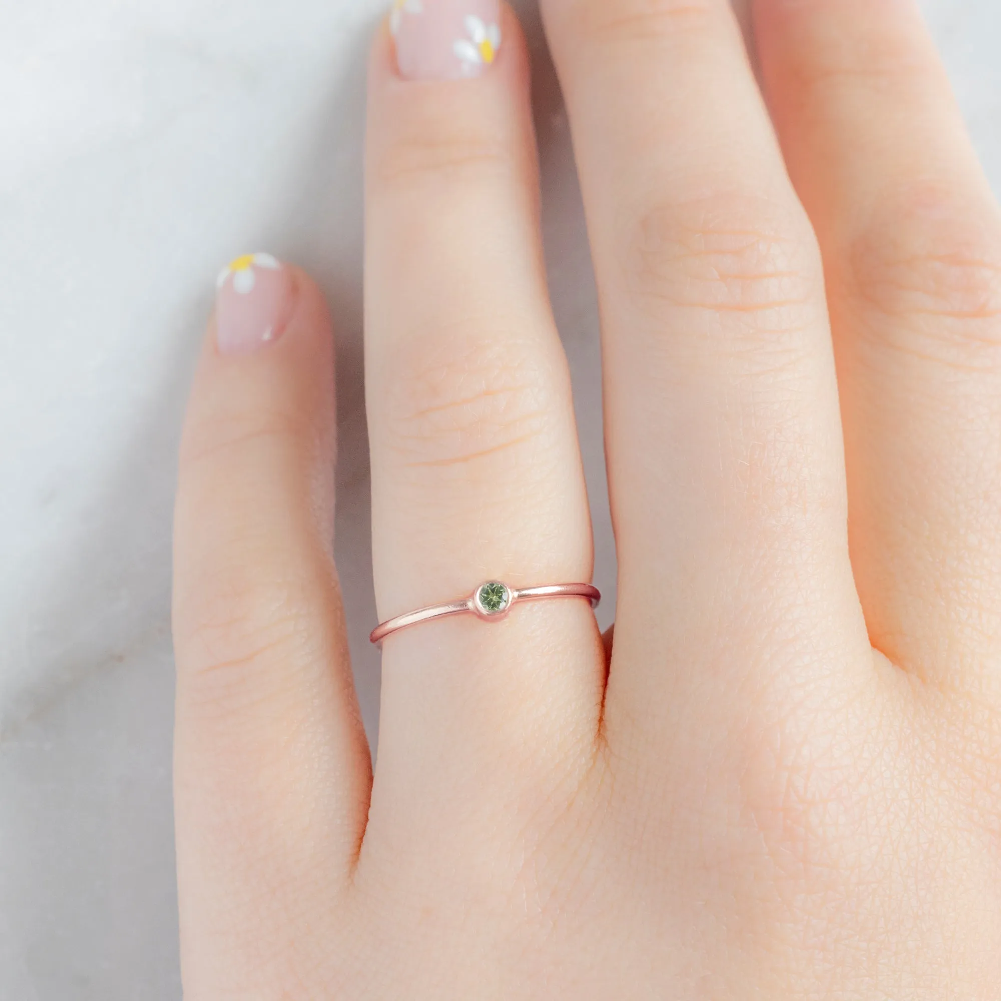 Peridot Birthstone Stacking Ring | 10K Rose Gold