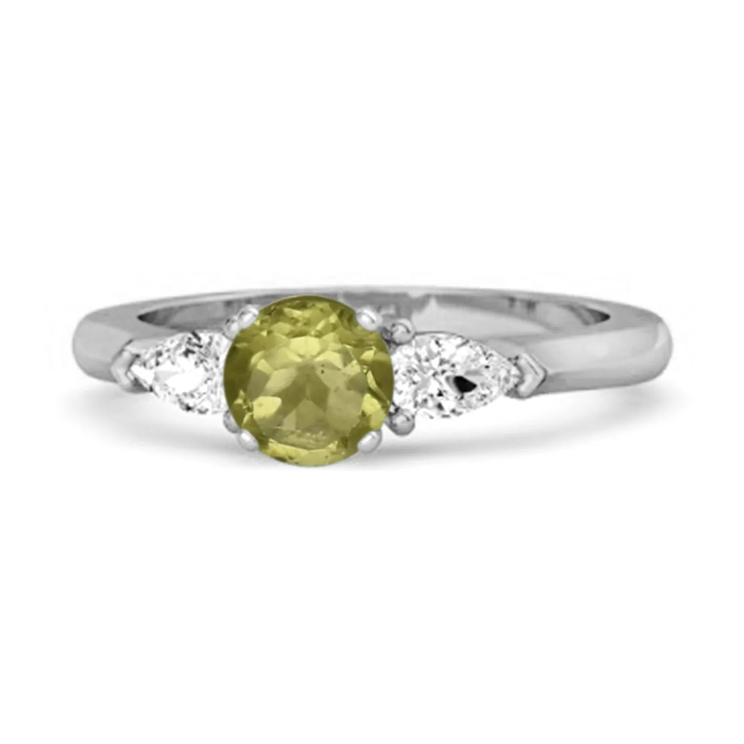 Peridot Simulated Diamond 925 Sterling Silver Women Love Ring