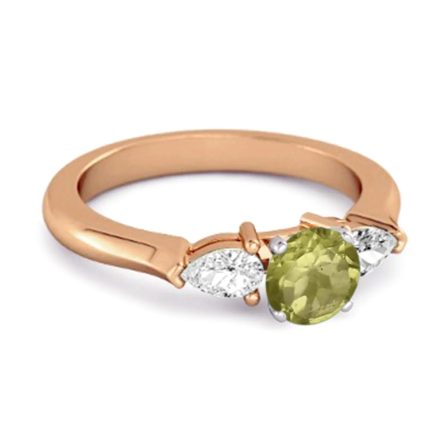 Peridot Simulated Diamond 925 Sterling Silver Women Love Ring