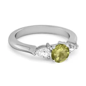 Peridot Simulated Diamond 925 Sterling Silver Women Love Ring