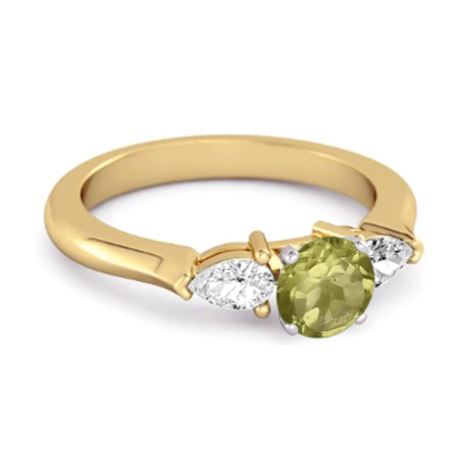 Peridot Simulated Diamond 925 Sterling Silver Women Love Ring