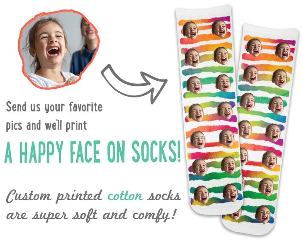 Personalized Face Socks with Photos Printed on Cotton Socks