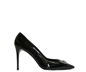 Philipp Plein Women's Black Patent Skull Pump 900 90