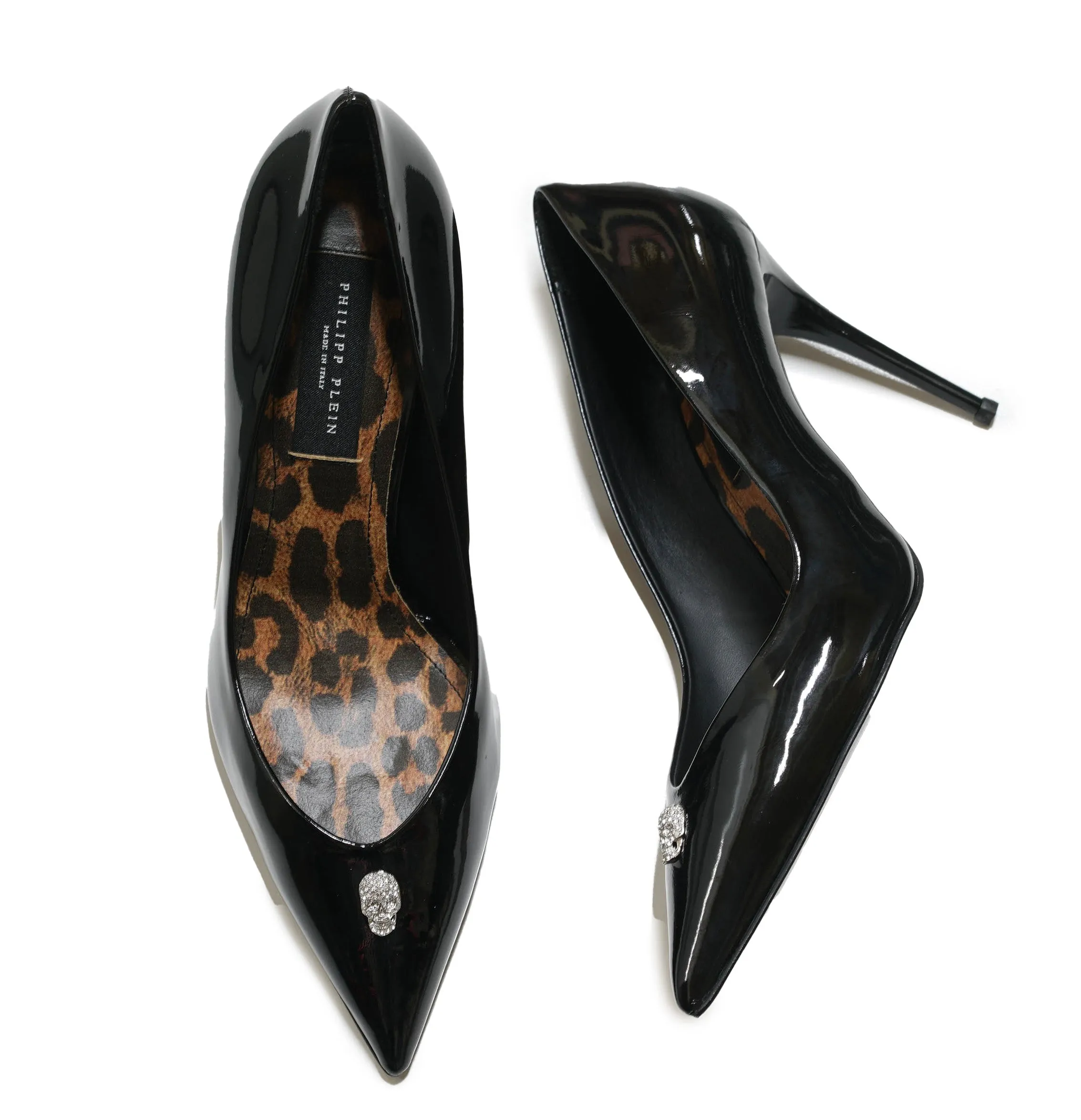 Philipp Plein Women's Black Patent Skull Pump 900 90