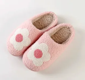Pink Flower Fleece Slipper