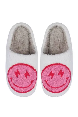 Pink Lightning Smiley Slippers
