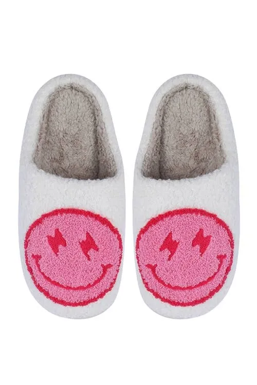 Pink Lightning Smiley Slippers