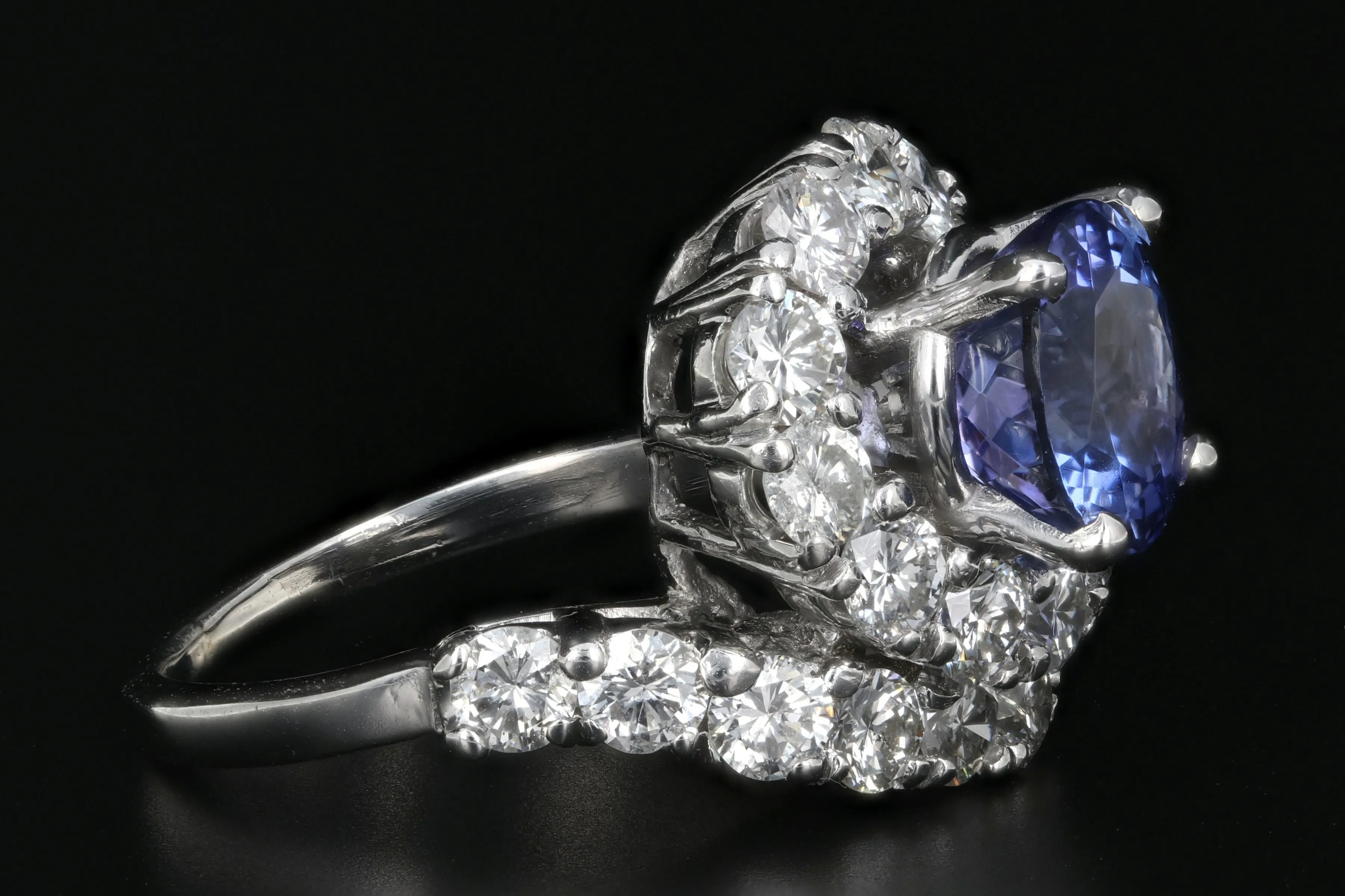 Platinum 2.68 Carat Tanzanite and Diamond Ring