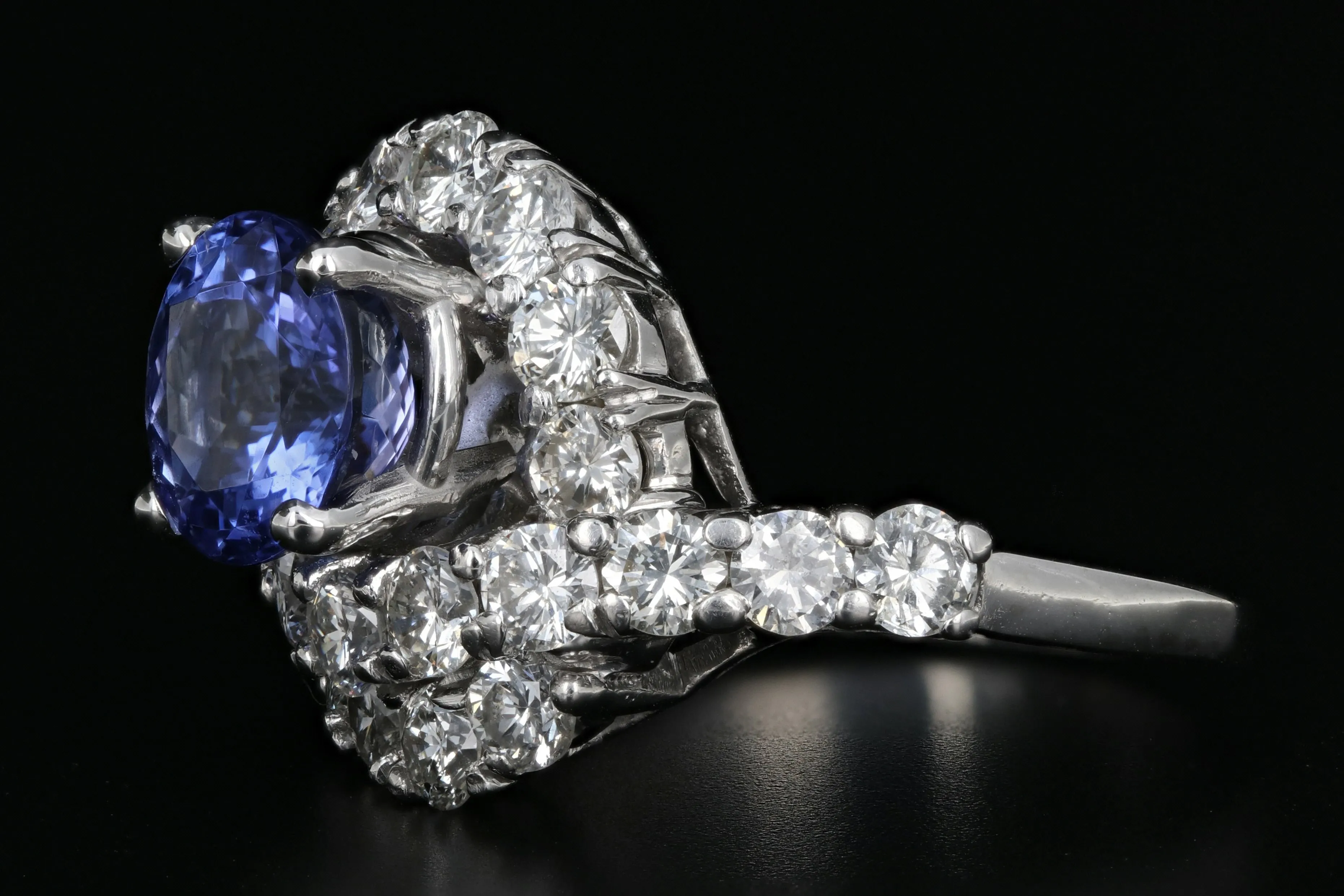 Platinum 2.68 Carat Tanzanite and Diamond Ring