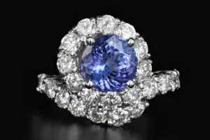 Platinum 2.68 Carat Tanzanite and Diamond Ring