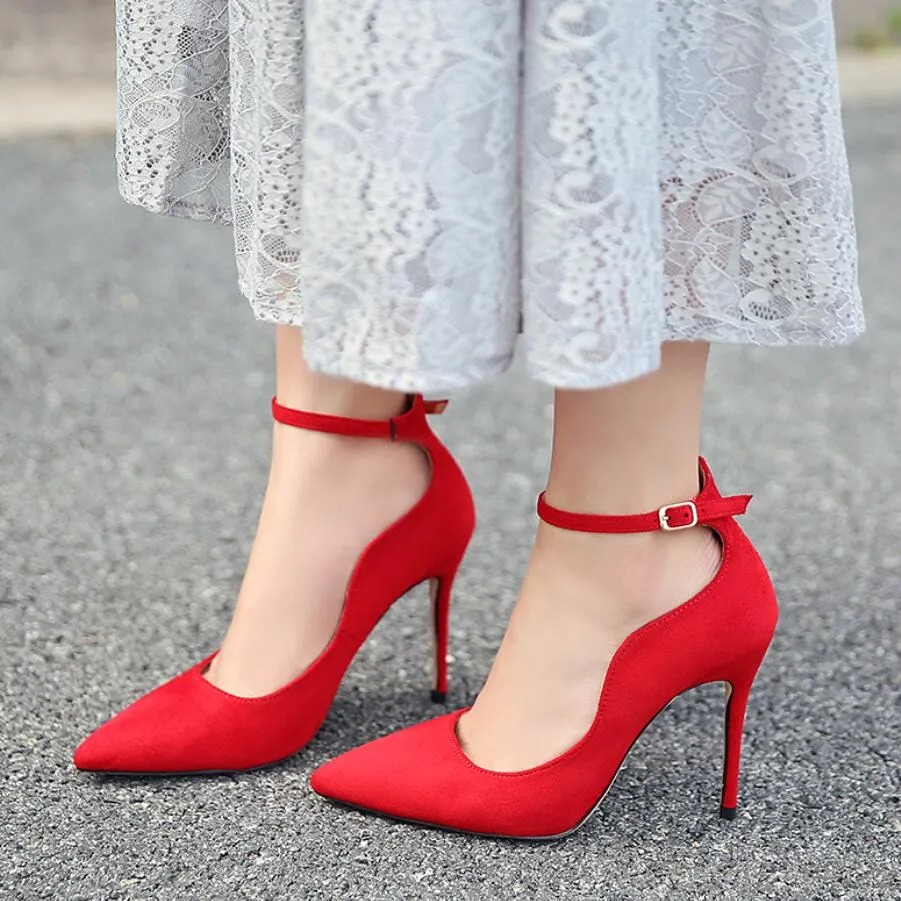 Pointed Ankle Strap Pump Shoes GS315