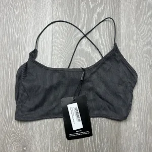 PRETTYLITTLETHING womens Grey Ribbed Strappy Bralet Size 10 (New)