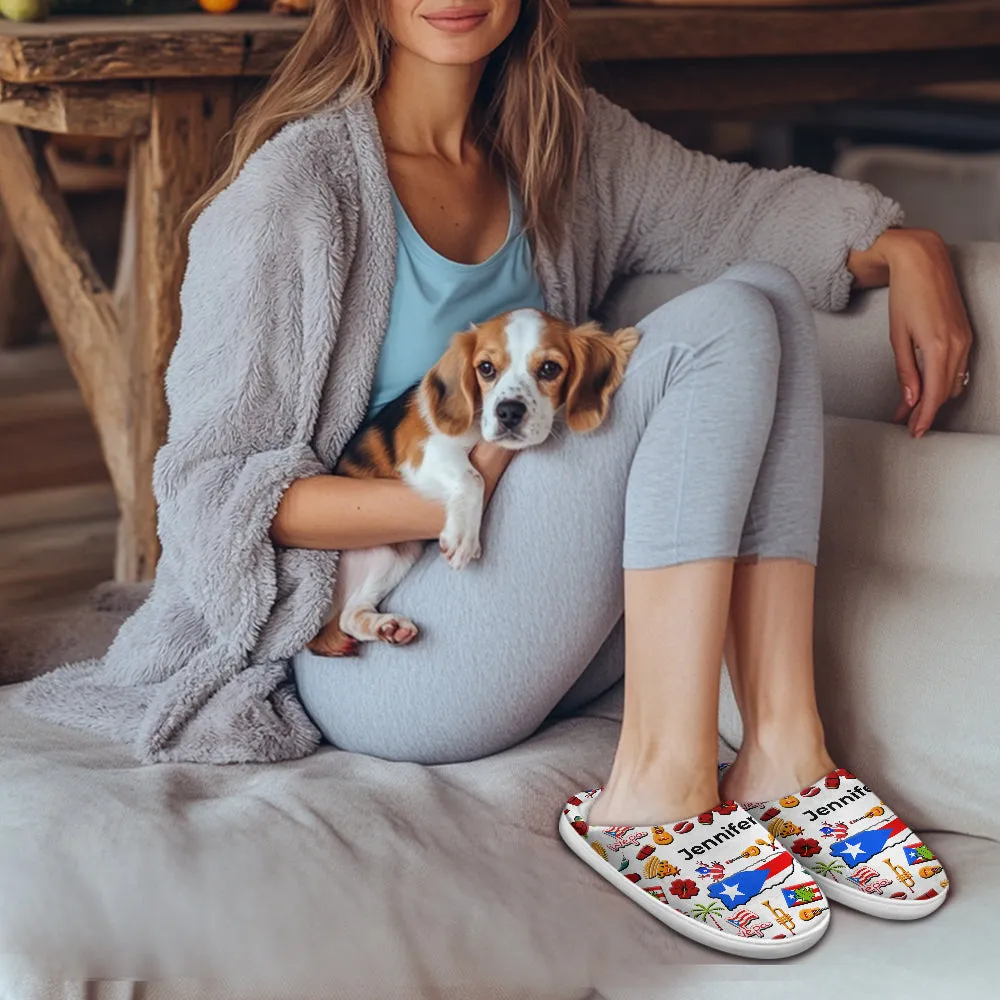 Puerto Rico Customized Slippers With Puerto Rican Flag And Symbols