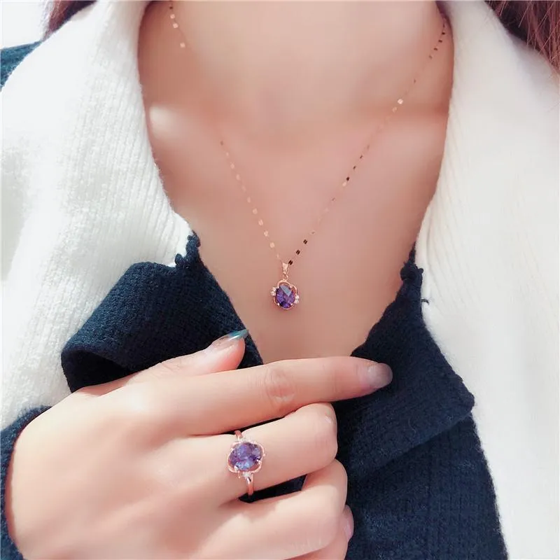 Purple Amethyst Jewelry Set for women engagement Jewelry