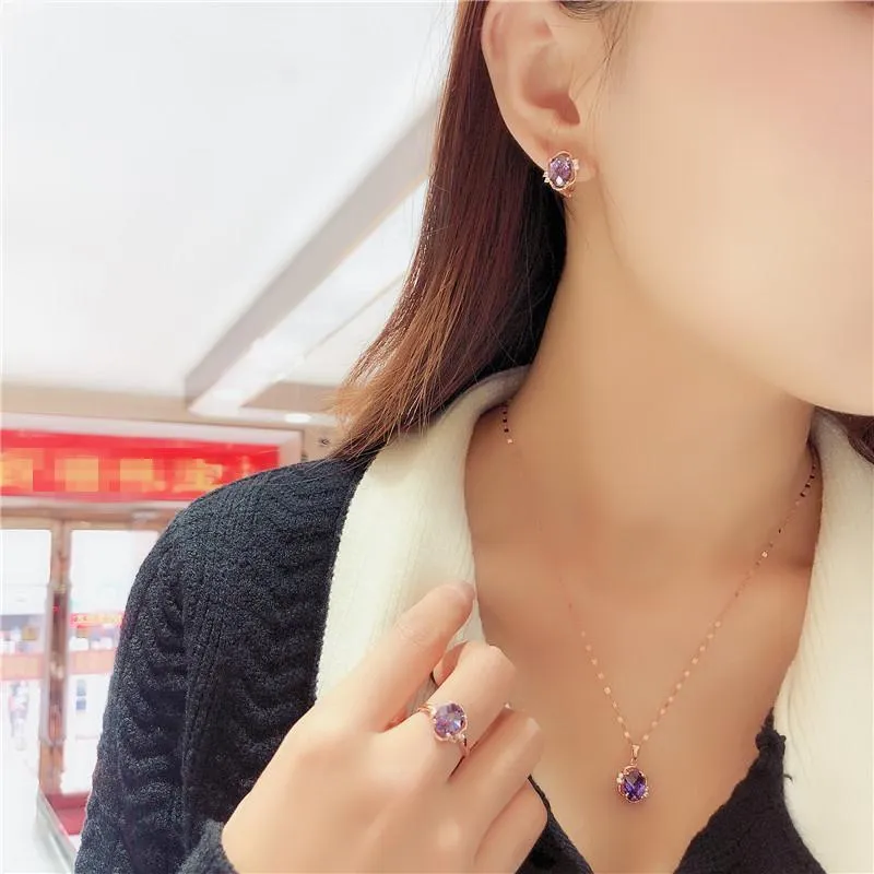 Purple Amethyst Jewelry Set for women engagement Jewelry