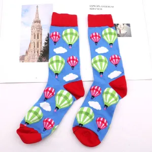 "Colorful Hot Air Balloon" Crew Socks
