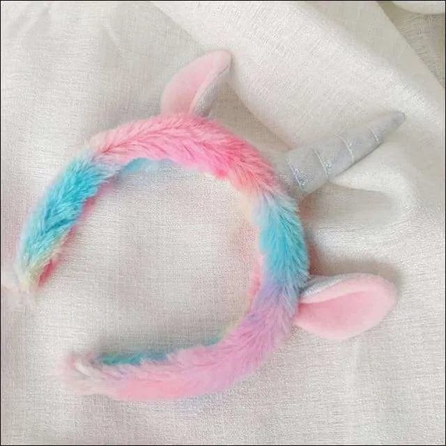 Rainbow Unicorn Slippers,Cozy Blinders,Fluffy Drawstring Bags,Plush Head Bands