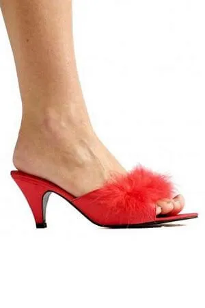 Red Satin Maribou Slippers