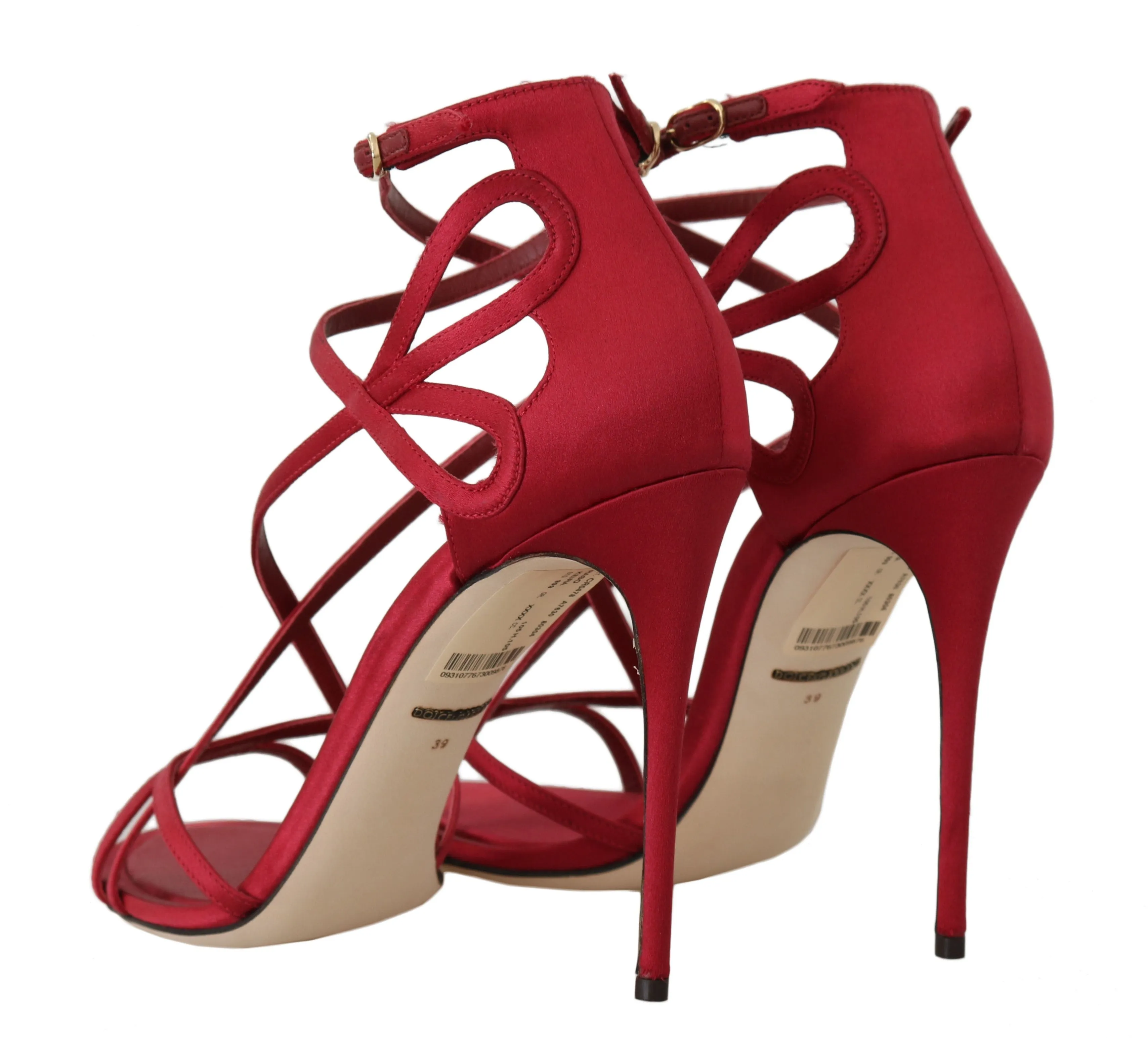 Red Silk Stiletto Heels Sandals