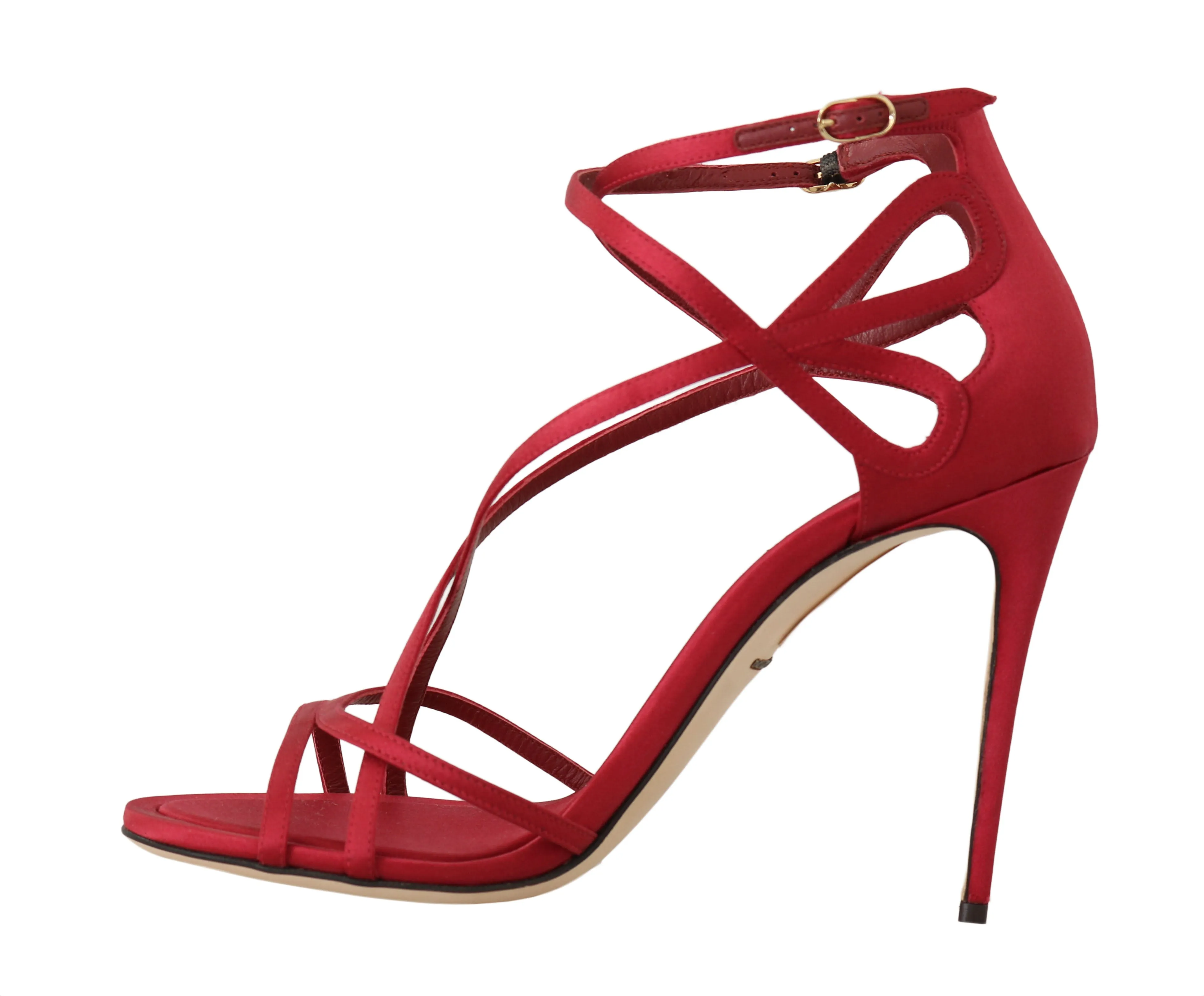 Red Silk Stiletto Heels Sandals