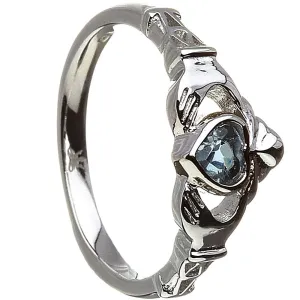 Retired DECEMBER Birthstone Silver Claddagh Ring LS-BSRV2-12