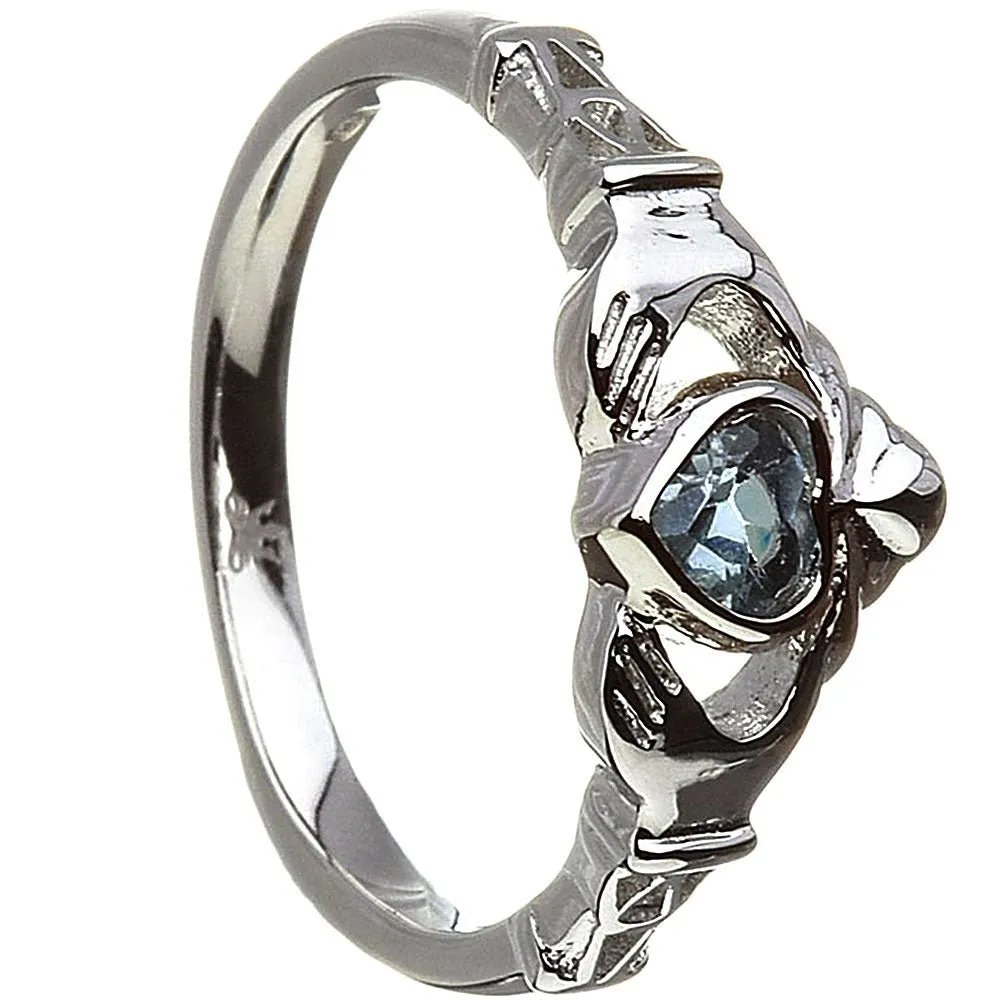 Retired DECEMBER Birthstone Silver Claddagh Ring LS-BSRV2-12