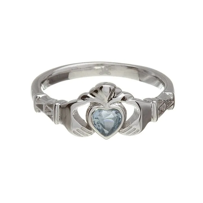 Retired DECEMBER Birthstone Silver Claddagh Ring LS-BSRV2-12