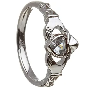 Retired MARCH Birthstone Silver Claddagh Ring LS-BSRV2-3