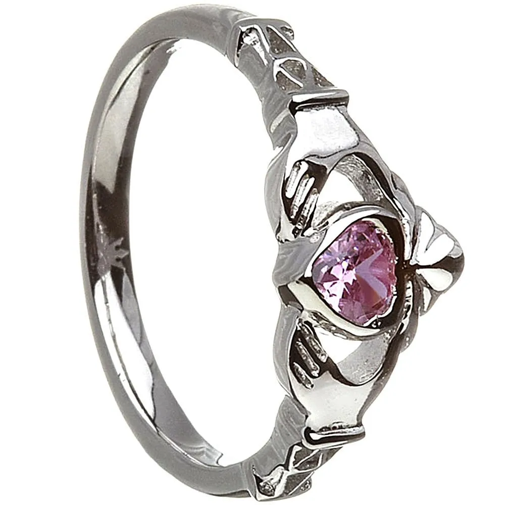 Retired OCTOBER Birthstone Silver Claddagh Ring LS-BSRV2-10