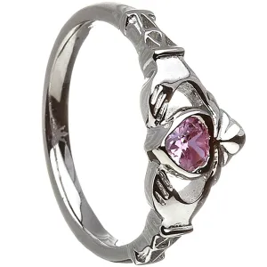 Retired OCTOBER Birthstone Silver Claddagh Ring LS-BSRV2-10