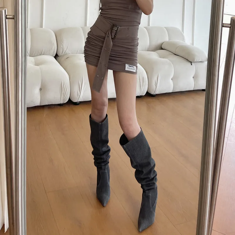 Retro Hot Girl Cowboy Boot Stiletto Heel Pointed Boots