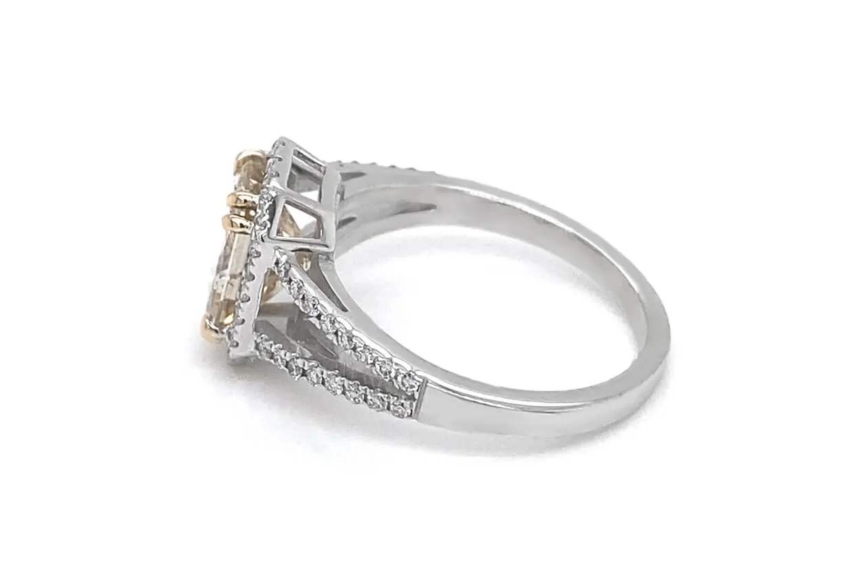 Ring 18kt White Gold Fancy Brown Diamond & 60 Brilliant Diamonds
