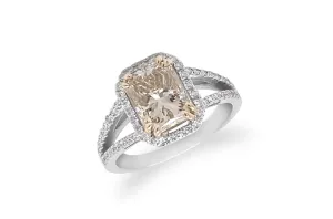 Ring 18kt White Gold Fancy Brown Diamond & 60 Brilliant Diamonds