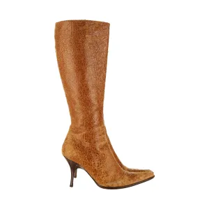 Roberto Cavalli Brown Leather Distressed Boots