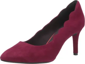 Rockport Women's Total Motion Pointy Toe Scallop Pump Port Wine Suede 7 M