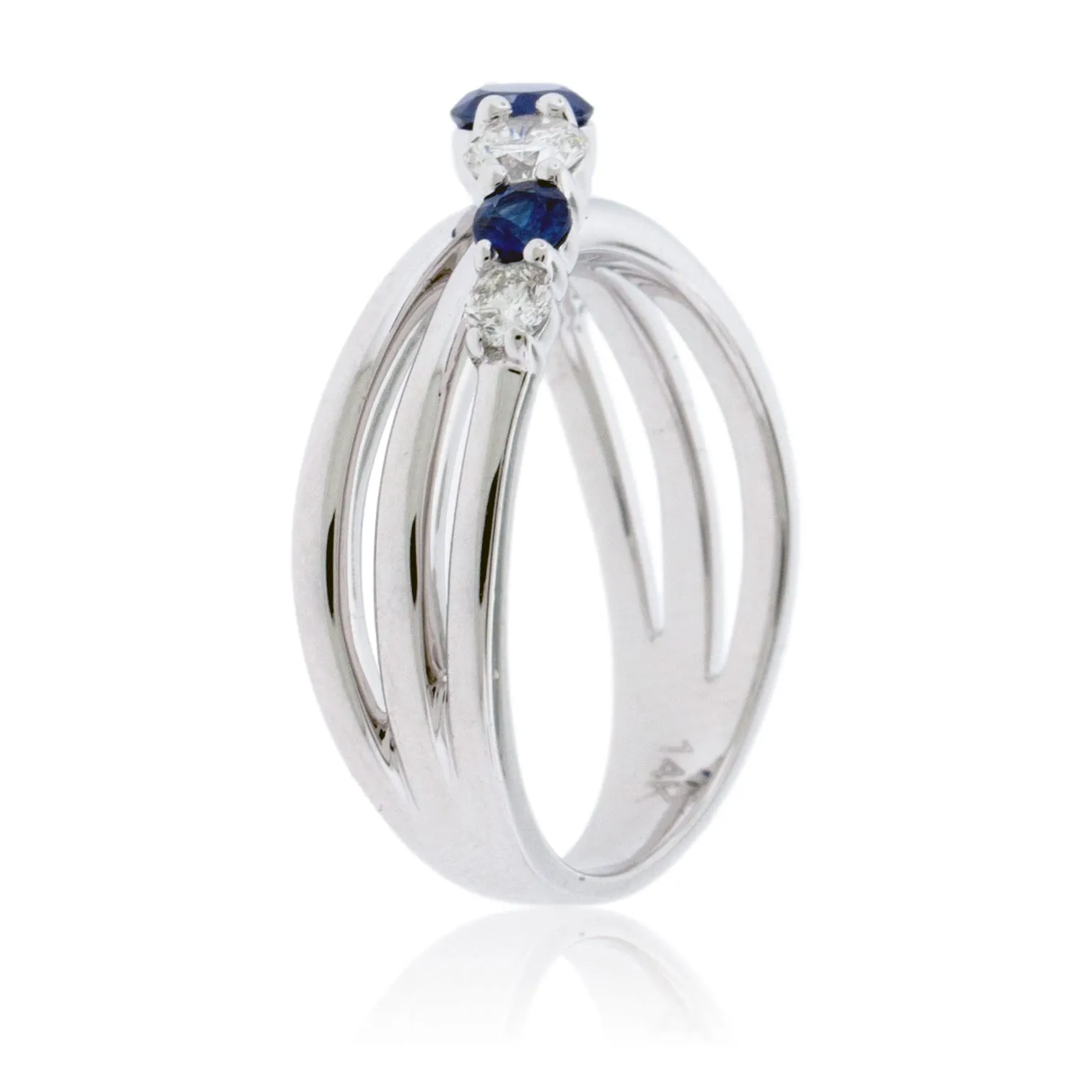 Round Blue Sapphire with Diamond Accent Ring