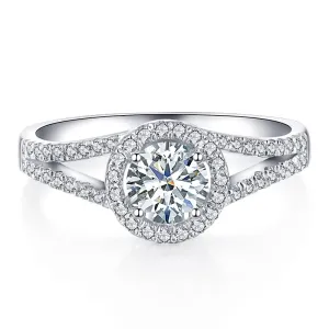 Round Cut Sapphire Ring Silver For Women Wedding Jewelry