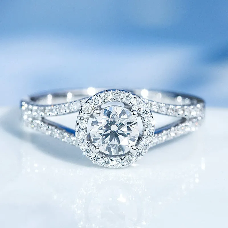Round Cut Sapphire Ring Silver For Women Wedding Jewelry