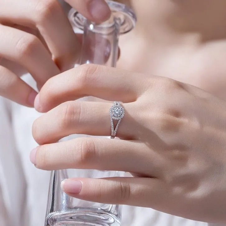 Round Cut Sapphire Ring Silver For Women Wedding Jewelry