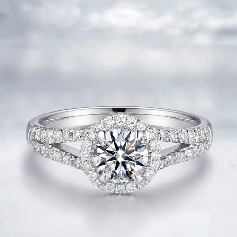 Round Cut Sapphire Ring Silver For Women Wedding Jewelry