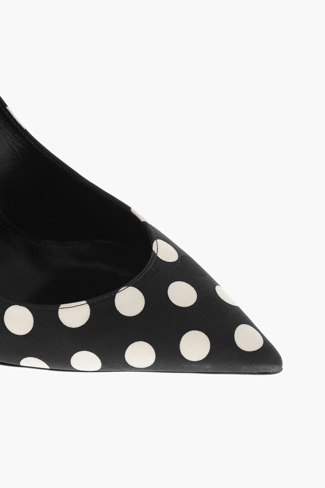 Saint Laurent Polka Dot Patterned Satin Pumps with Stiletto Heel 10cm