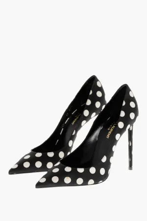 Saint Laurent Polka Dot Patterned Satin Pumps with Stiletto Heel 10cm