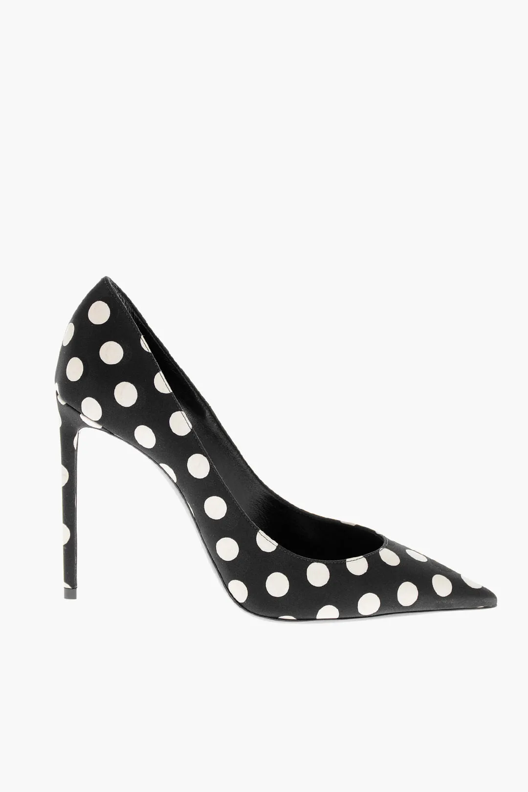 Saint Laurent Polka Dot Patterned Satin Pumps with Stiletto Heel 10cm