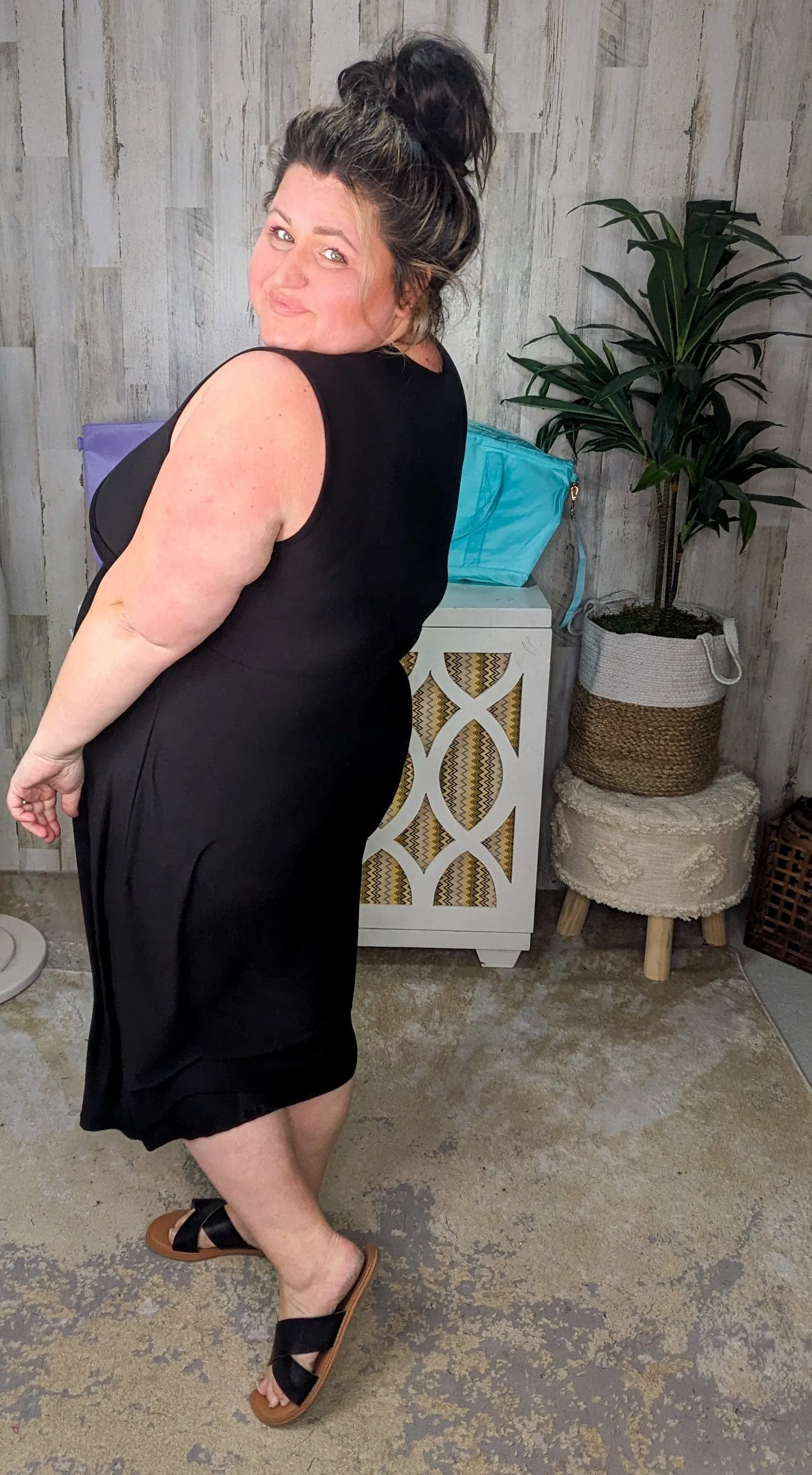 SALE- Cora Classic Cross-Over Bodice Midi Dress
