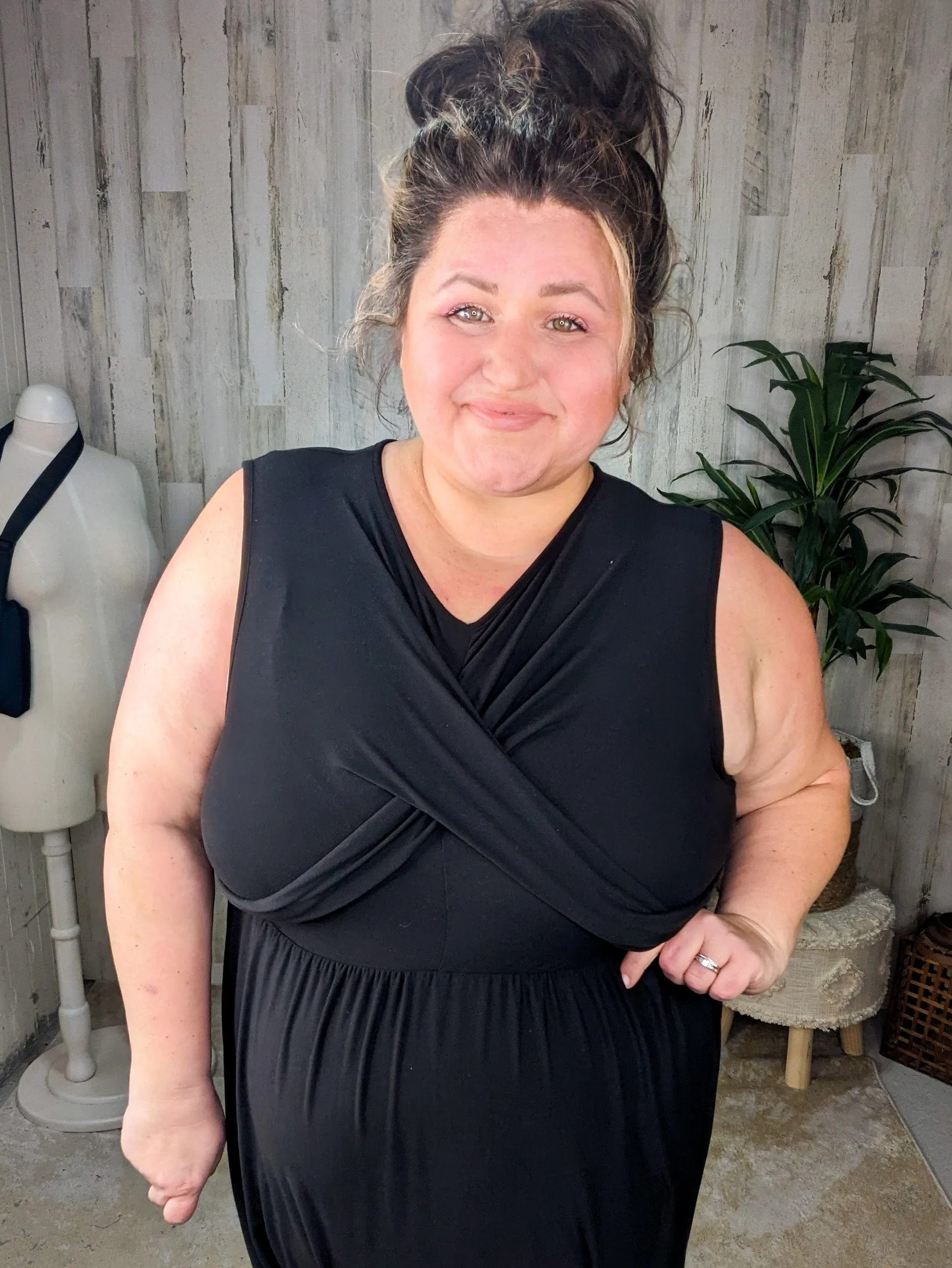 SALE- Cora Classic Cross-Over Bodice Midi Dress