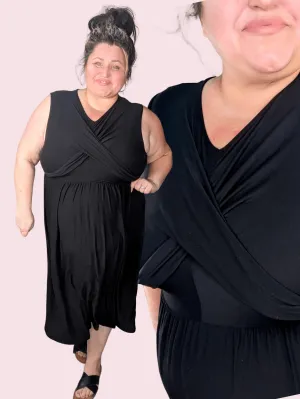 SALE- Cora Classic Cross-Over Bodice Midi Dress