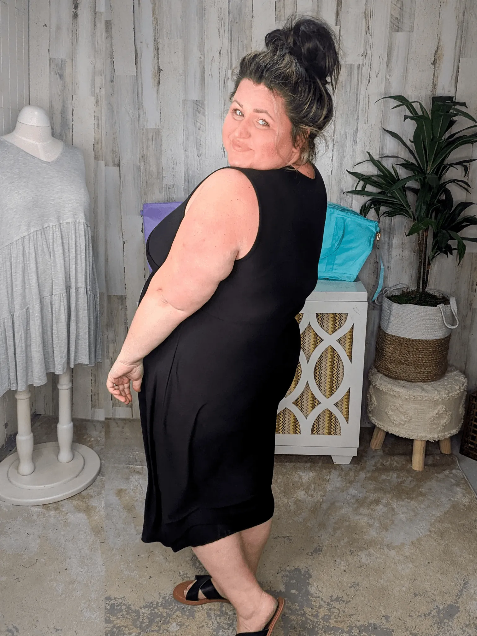 SALE- Cora Classic Cross-Over Bodice Midi Dress